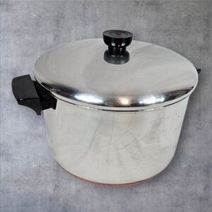 Vintage Revere Ware Copper Clad Bottom Stainless Steel 6-Quart Stock Pot w Lid